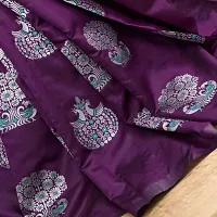 Stylish Purple Silk Blend Saree With Blouse Piece For Women-thumb2