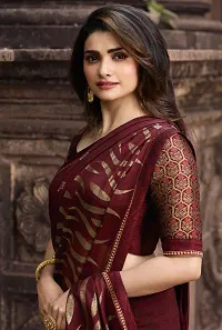 Stylish Maroon Silk Blend Saree With Blouse Piece For Women-thumb1