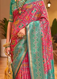 Stylish Pink Silk Blend Saree With Blouse Piece For Women-thumb1