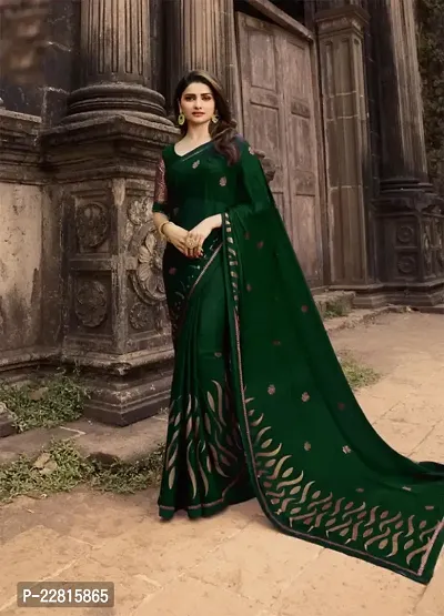 Stylish Green Silk Blend Saree With Blouse Piece For Women