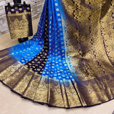 Classic Silk Blend Jacquard Saree with Blouse piece