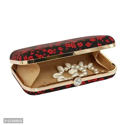 Vastans Stylish Printed Clutch For Women (Free Size, Black  Red)-thumb3