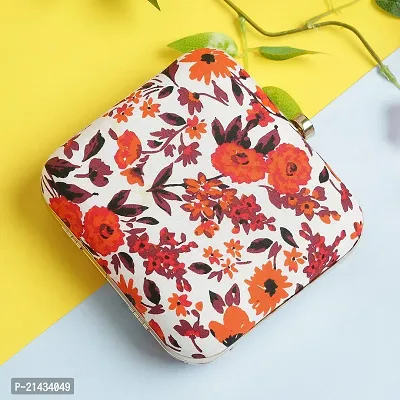 Vastans 6X6 Box Printed Party Clutch For Women (Medium, Orange)-thumb5