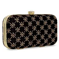 WORTHYY COLLECTIONS EMBROIDERED PARTY CLUTCH BAG (YELLOW) (Black)-thumb2