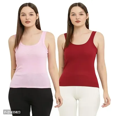 Vastans Cotton Sleeveless Camisole Slip On for Womens (Combo Pack of 2)