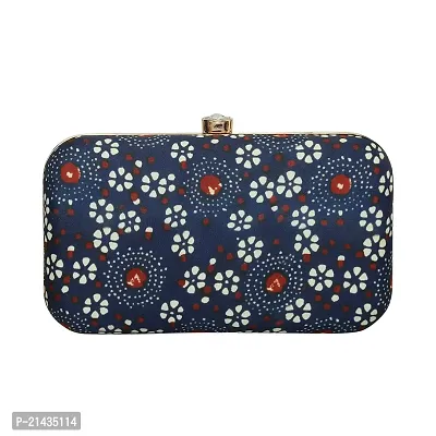 Vastans Stylish Printed Clutch For Women (Free Size, Blue)-thumb0