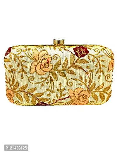 Worthyy Enterprises Vastans Gold Color Clutch-thumb3