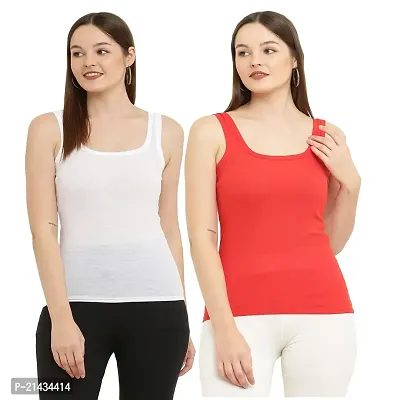 Red Rose Women's Regular Sleeveless Cotton Camisole Slip