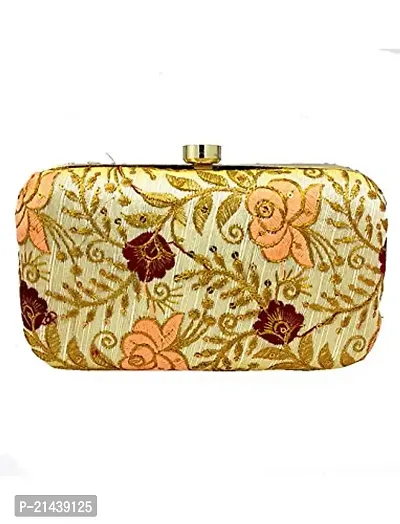 Worthyy Enterprises Vastans Gold Color Clutch-thumb0