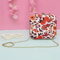 Vastans 6X6 Box Printed Party Clutch For Women (Medium, Orange)-thumb3