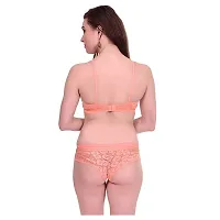 VASTANS Women's Soft Net Lingerie Set for Women with Cotton Lining|Hot  Sexy|Bra and Panty Peach-thumb2