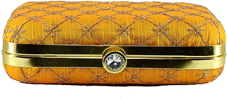 WORTHYY COLLECTIONS EMBROIDERED PARTY CLUTCH BAG (YELLOW) (Yellow)-thumb3
