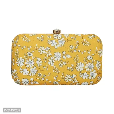 Vastans Stylish Printed Clutch For Women (Free Size, Yellow)-thumb0