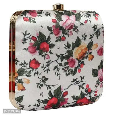 Vastans Stylish New Printed Designer Clutch For Women (Medium, WHITE)-thumb2