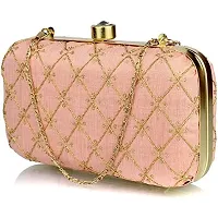 Worthyy Enterprises Women's Collections Embroidered Party Clutch Bag (WC0012E, Peach)-thumb3