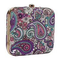 Vastans 6X6 Box Printed Party Clutch For Women (Medium, Purple)-thumb1