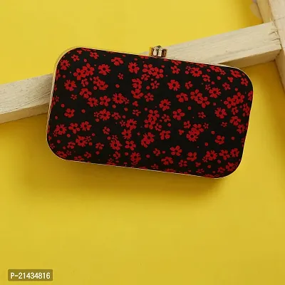 Vastans Stylish Printed Clutch For Women (Free Size, Black  Red)-thumb5