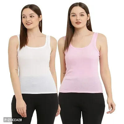 Vastans Cotton Sleeveless Camisole Slip On for Womens (Combo Pack of 2)-thumb0