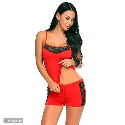 Vastans Babydoll Lingerie Set for Honeymoon for Woman Thongs (Free Size, RED)