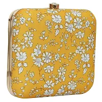 Vastans Stylish New Printed Designer Clutch For Women (Medium, YELLOW)-thumb1