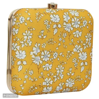 Vastans Stylish New Printed Designer Clutch For Women (Medium, YELLOW)-thumb2