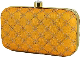 WORTHYY COLLECTIONS EMBROIDERED PARTY CLUTCH BAG (YELLOW) (Yellow)-thumb1