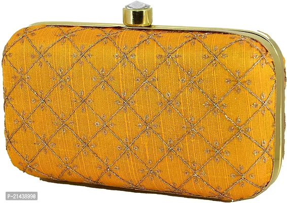WORTHYY COLLECTIONS EMBROIDERED PARTY CLUTCH BAG (YELLOW) (Yellow)-thumb2