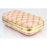 Worthyy Enterprises Women's Collections Embroidered Party Clutch Bag (WC0012E, Peach)-thumb1