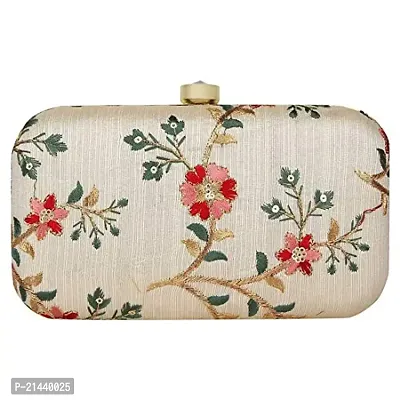 WORTHYY COLLECTIONS EMBROIDERED PARTY CLUTCH BAG WHITE-thumb0