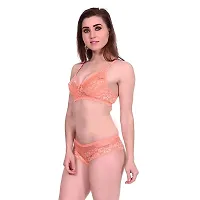 VASTANS Women's Soft Net Lingerie Set for Women with Cotton Lining|Hot  Sexy|Bra and Panty Chandani Set Multicolor (38, Peach)-thumb1