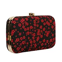 Vastans Stylish Printed Clutch For Women (Free Size, Black  Red)-thumb1