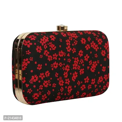 Vastans Stylish Printed Clutch For Women (Free Size, Black  Red)-thumb2