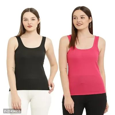 Vastans Cotton Sleeveless Camisole Slip On for Womens (Combo Pack of 2)