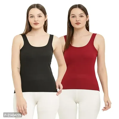 Vastans Cotton Sleeveless Camisole Slip On for Womens (Combo Pack of 2)-thumb0