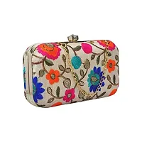 Bridal Fancy Party Hand Box Clutch Purse with Detachable Sling For Girls and Women (Multy)-thumb1