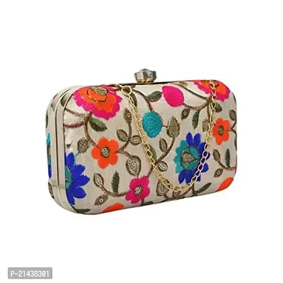 Bridal Fancy Party Hand Box Clutch Purse with Detachable Sling For Girls and Women (Multy)-thumb2