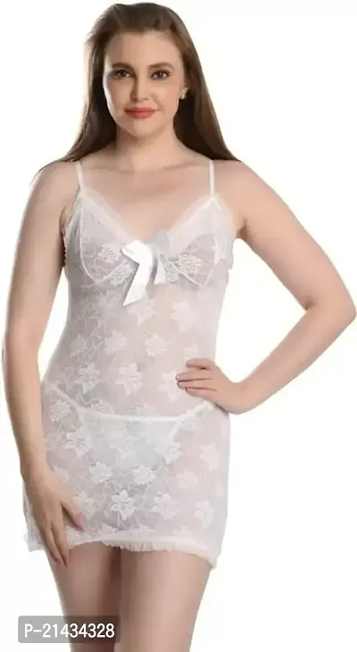 Vastans Women Sexy Dress Babydoll Nightwear for Honeymoon White-thumb0