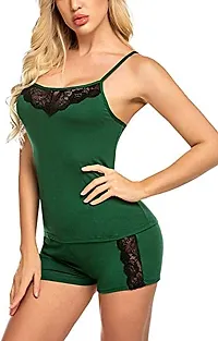 Vastans Babydoll Lingerie Set for Honeymoon for Woman Thongs (Free Size, Green)-thumb3