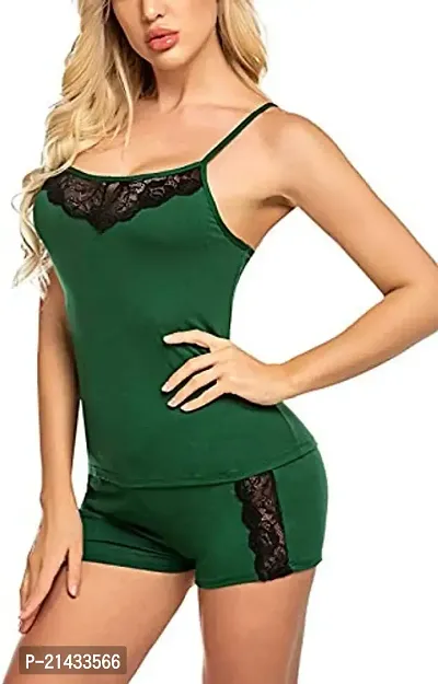 Vastans Babydoll Lingerie Set for Honeymoon for Woman Thongs (Free Size, Green)-thumb4