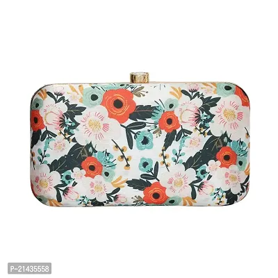 Vastans Stylish Printed Clutch For Women (Free Size, White)-thumb0