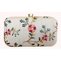 WORTHYY COLLECTIONS EMBROIDERED PARTY CLUTCH BAG WHITE-thumb1