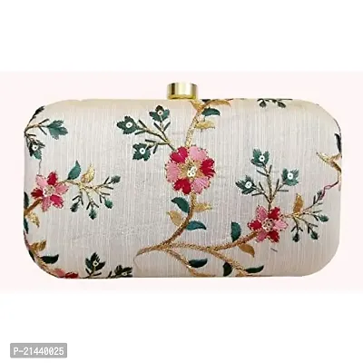 WORTHYY COLLECTIONS EMBROIDERED PARTY CLUTCH BAG WHITE-thumb2