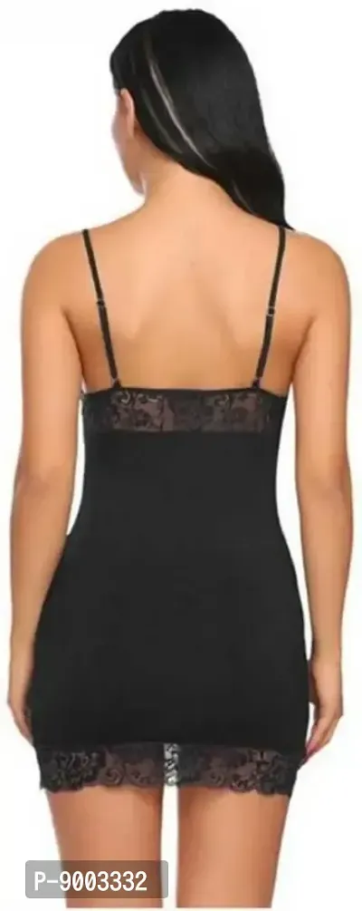 Net Babydoll and Chemise Nightwear Dress for Women Black-thumb3