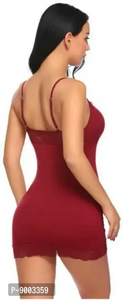 Net Babydoll and Chemise Nightwear Dress for Women Maroon-thumb3