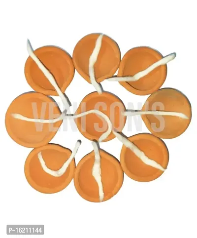 VENI SON'S Pure Full Handmade Deepak/Mitti Diya Clay for Puja/Jot/Diwali/Deepawali/Pooja/Decoration with Long Batti (Cotton Wicks) (Pack of 51)-thumb0