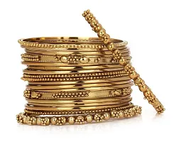 JSD Gold Plated Tradirtional Fancy Bangle Set Perfect for Festival  Wedding Ceremony-thumb1