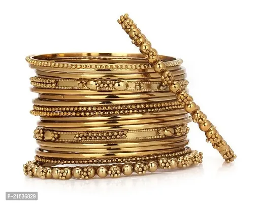 JSD Gold Plated Tradirtional Fancy Bangle Set Perfect for Festival  Wedding Ceremony-thumb2