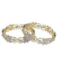 Golden Metal Contemporary Bangles   Bracelets For Women-thumb1