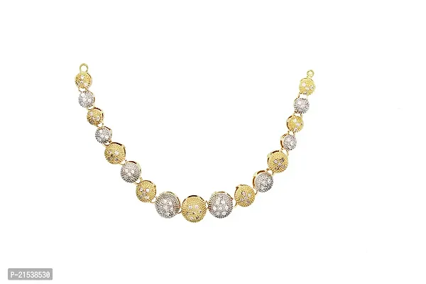 Gold Plated American Diamond Fancy Necklace Set with Earring for Girl  Women-thumb2
