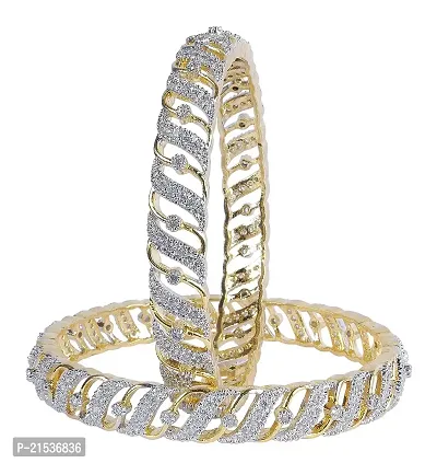 JSD Gold Plated American Dimond Fancy Bangle for Girl  Women-thumb0